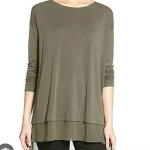 Belle By Kim Gravel Brown High Low Knit Long Sleeve Women's Top